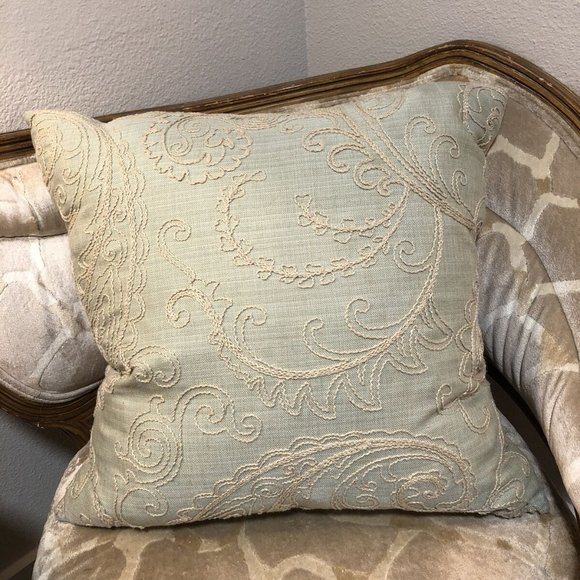 Mattuck Embroidered Throw Pillow Linen Suede - Picture 9 of 12